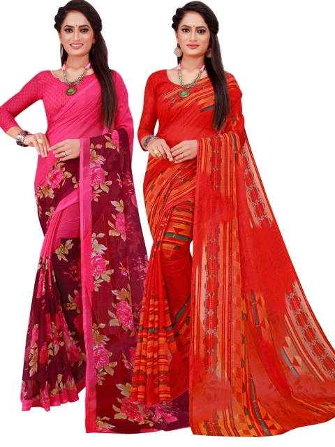 

Florence Pack of 2 Printed Pure Georgette Sarees, Magenta
