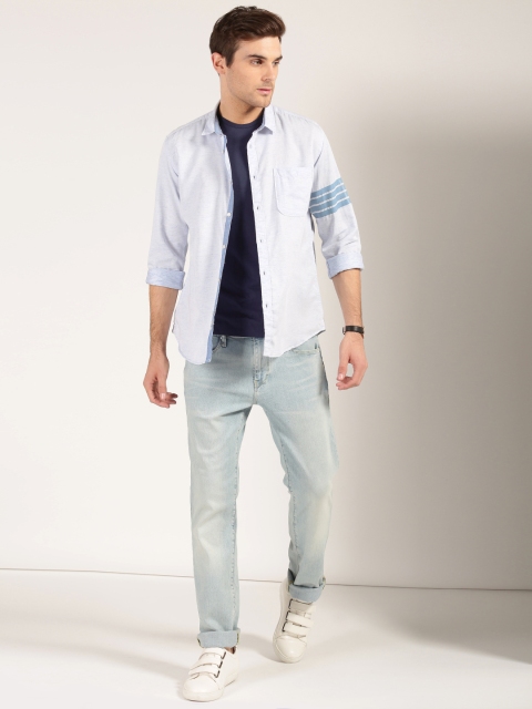 

Harvard Men Blue Regular Fit Self Design Casual Shirt