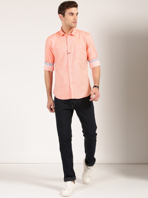 

Harvard Men Peach-Coloured Regular Fit Self Design Casual Shirt