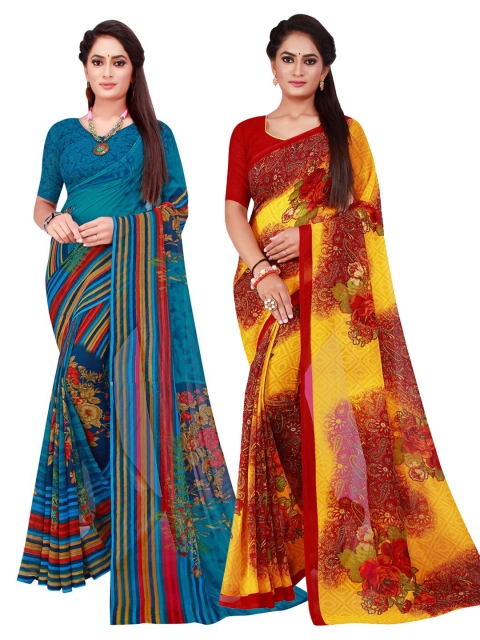 

Florence Maroon & Yellow Set Of 2 Pure Georgette Saree