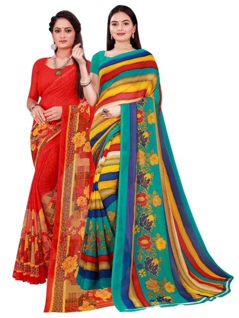 

Florence Red & Blue Pure Georgette Saree