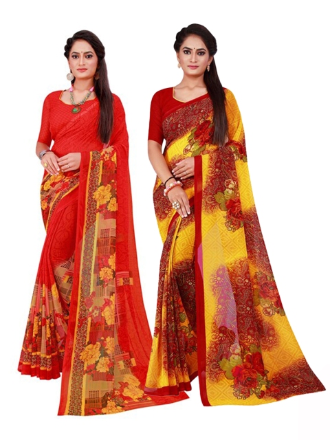 

KALINI Maroon & Red Pure Georgette Saree