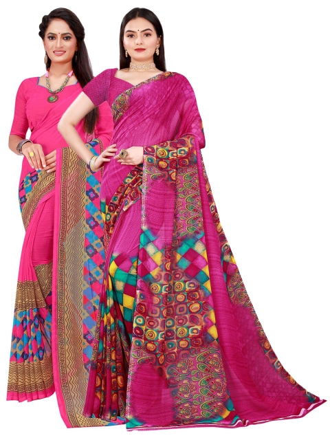 

Florence Magenta & Blue Pure Georgette Saree