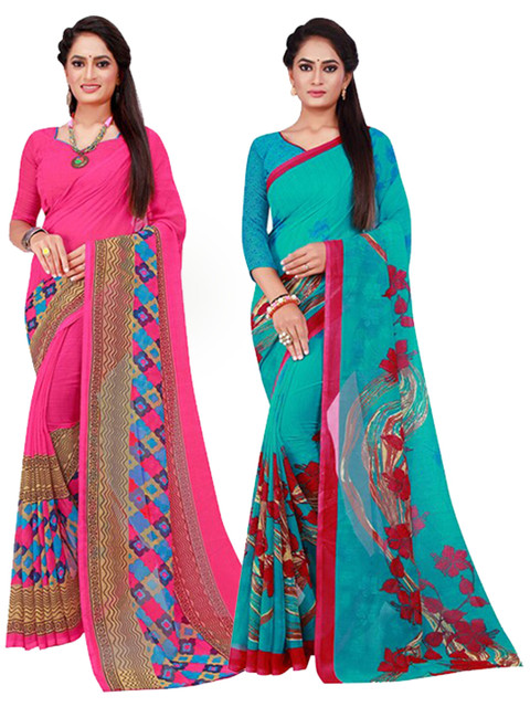 

Florence Magenta & Blue Set Of 2 Pure Georgette Saree