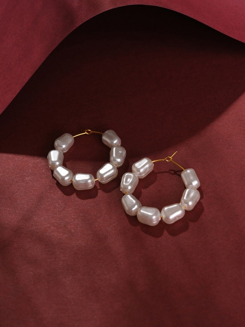 

SOHI White Contemporary Hoop Earrings