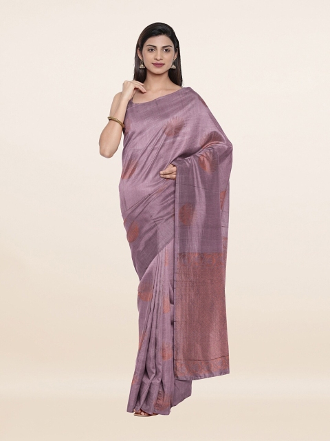 

Pothys Lavender & Copper-Toned Woven Design Zari Pure Silk Saree