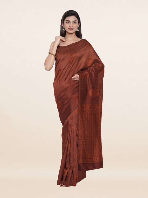 

Pothys Rust & Gold-Toned Floral Zari Pure Silk Saree