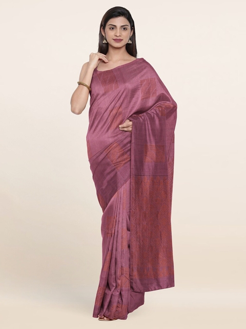 

Pothys Pink & Gold-Toned Floral Zari Pure Silk Saree