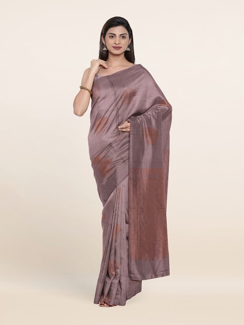 

Pothys Mauve & Gold-Toned Ethnic Motifs Zari Pure Silk Saree