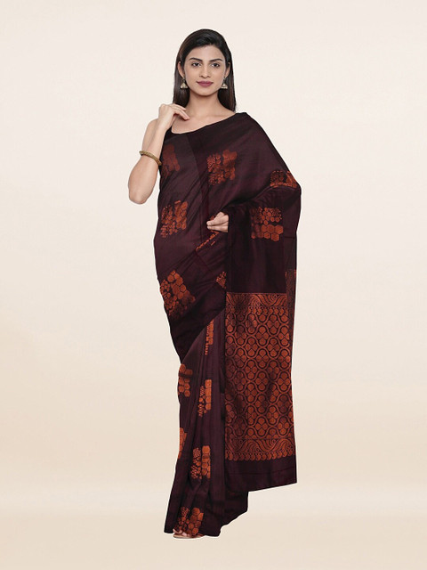 

Pothys Purple & Gold-Toned Woven Design Zari Pure Silk Saree