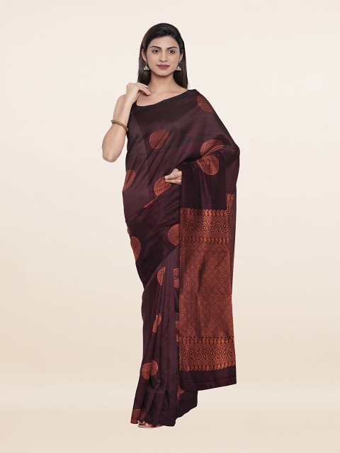 

Pothys Purple & Copper-Toned Floral Zari Pure Silk Saree