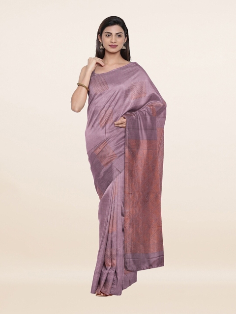 

Pothys Lavender & Copper-Toned Floral Zari Pure Silk Saree