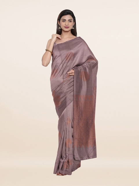 

Pothys Mauve & Gold-Toned Woven Design Zari Pure Silk Saree