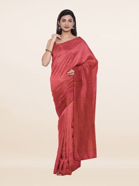 

Pothys Pink & Gold-Toned Floral Zari Pure Silk Saree