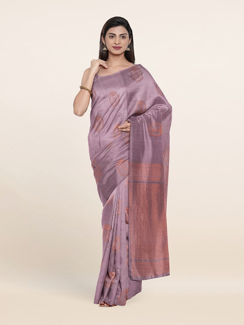 

Pothys Lavender & Orange Woven Design Zari Pure Silk Saree