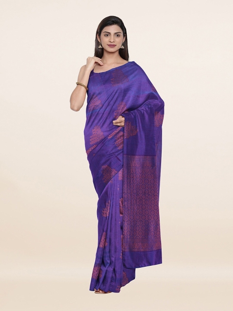 

Pothys Violet & Copper-Toned Woven Design Zari Pure Silk Saree
