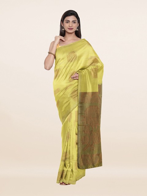 

Pothys Yellow & Gold-Toned Woven Design Pure Silk Saree