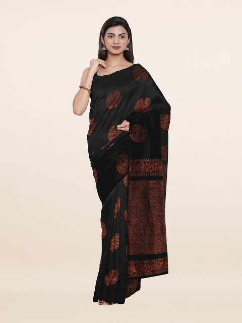 

Pothys Black & Copper-Toned Woven Design Zari Pure Silk Saree