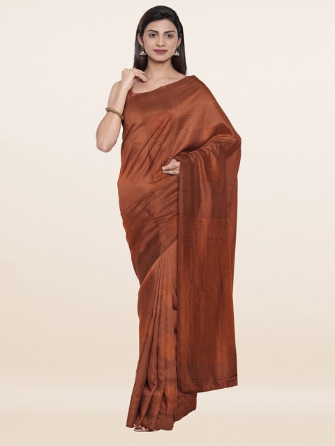 

Pothys Rust & Copper-Toned Woven Design Zari Pure Silk Saree