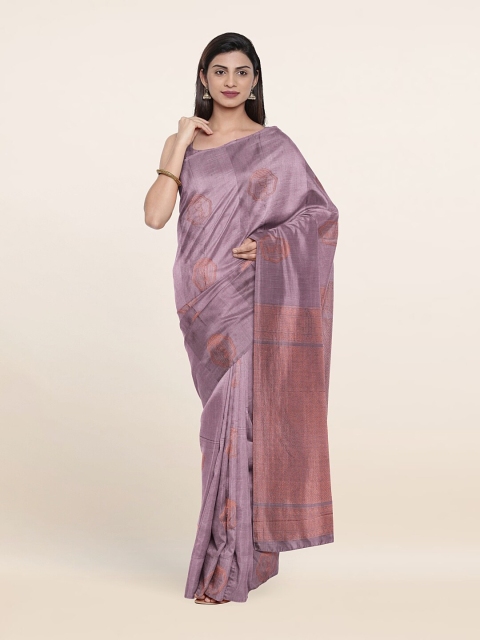 

Pothys Lavender & Copper-Toned Woven Design Zari Pure Silk Saree