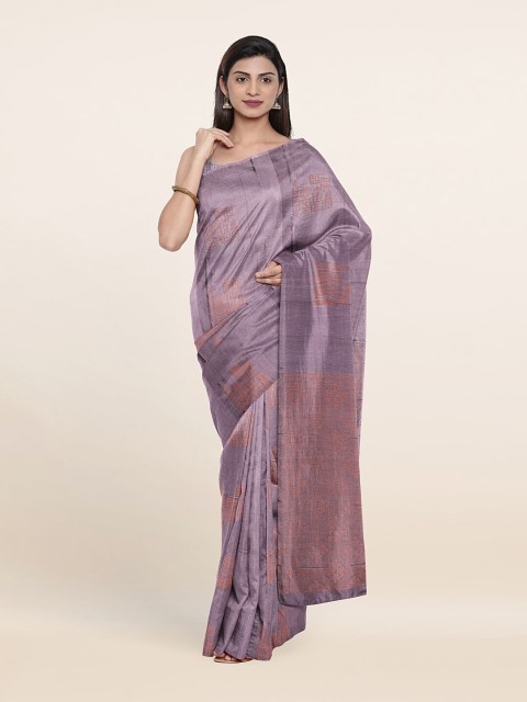 

Pothys Lavender & Copper-Toned Floral Zari Pure Silk Saree