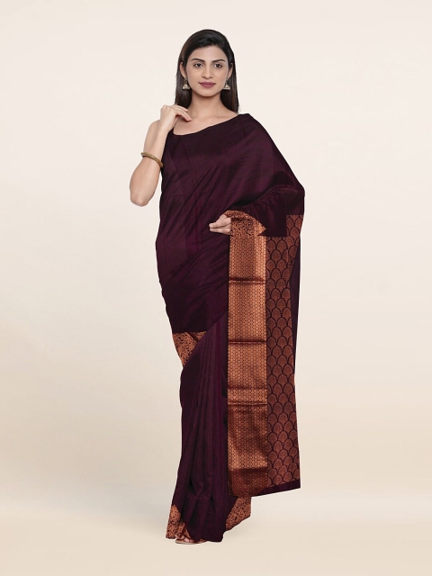 

Pothys Purple & Gold-Toned Pure Silk Saree