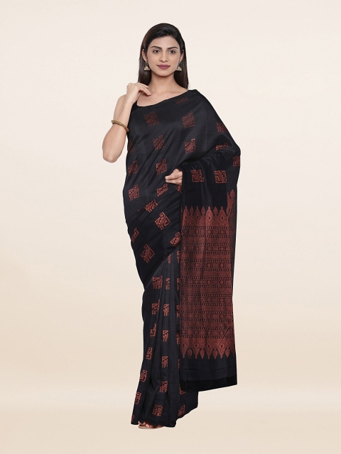 

Pothys Blue & Rust Pure Silk Saree