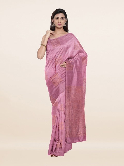

Pothys Pink & Gold-Toned Woven Design Pure Silk Saree