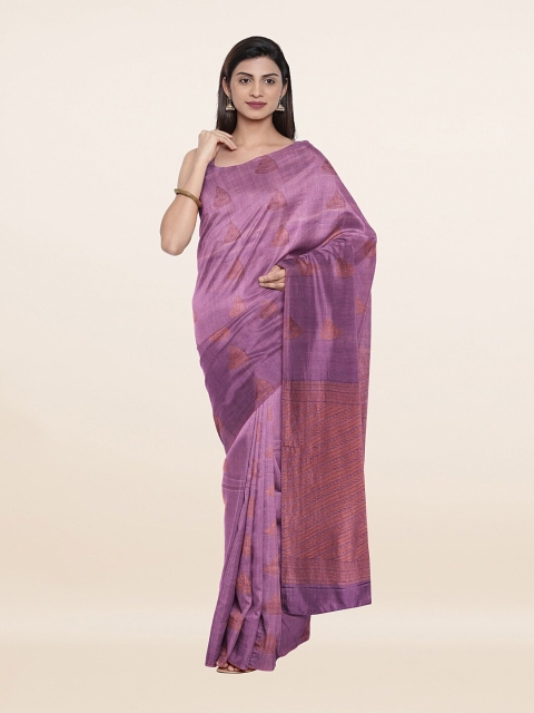 

Pothys Lavender & Copper-Toned Pure Silk Saree