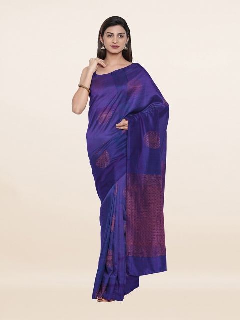 

Pothys Blue & Copper-Toned Woven Design Zari Pure Silk Saree