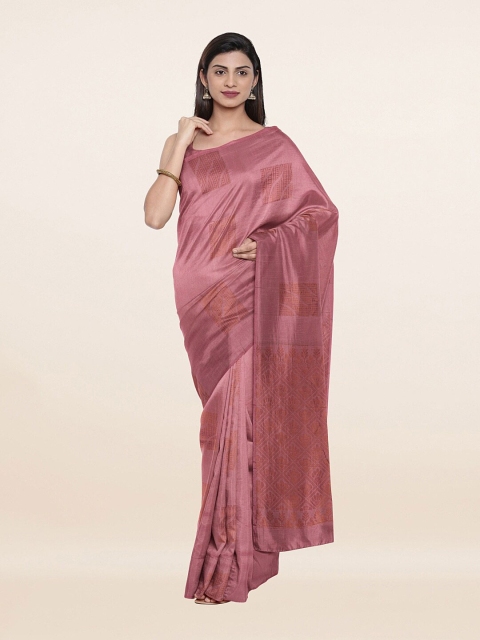 

Pothys Pink & Copper-Toned Ethnic Motifs Zari Pure Silk Saree