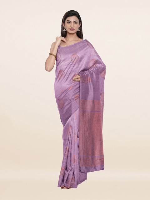 

Pothys Lavender & Copper-Toned Floral Zari Pure Silk Saree