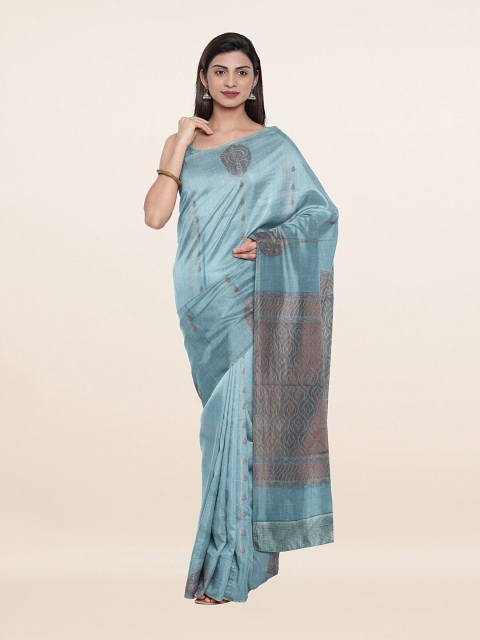 

Pothys Blue & Grey Woven Design Zari Pure Silk Saree