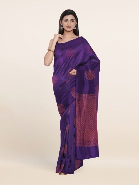 

Pothys Violet & Copper-Toned Woven Design Zari Pure Silk Saree