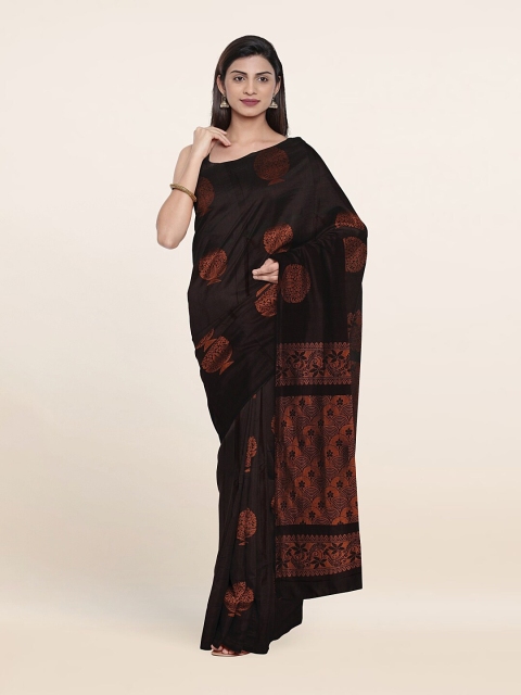 

Pothys Brown & Copper-Toned Pure Silk Saree