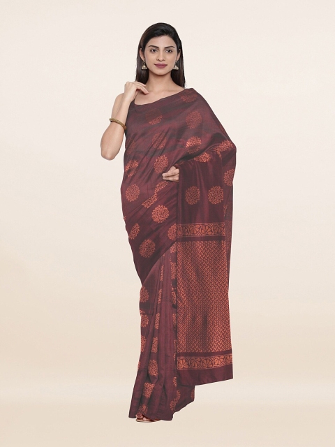 

Pothys Maroon & Copper Floral Zari Pure Silk Saree