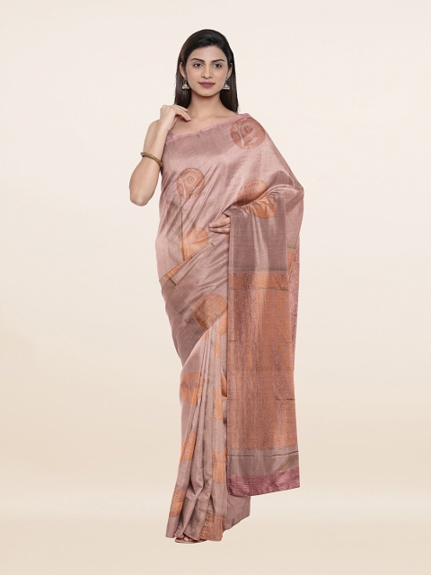 

Pothys Pink & Copper-Toned Woven Design Pure Silk Saree