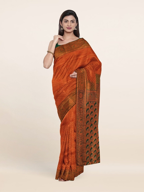 

Pothys Orange & Gold-Toned Pure Silk Saree