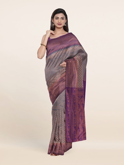 

Pothys Grey & Purple Woven Design Zari Pure Silk Saree