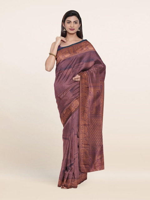 

Pothys Lavender & Gold-Toned Woven Design Zari Pure Silk Saree