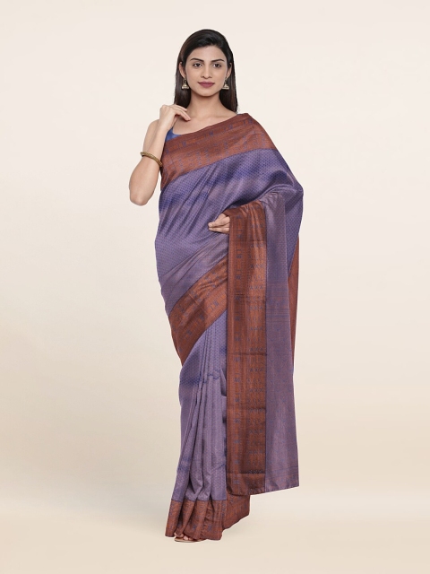 

Pothys Purple & Copper-Toned Ethnic Motifs Pure Silk Saree