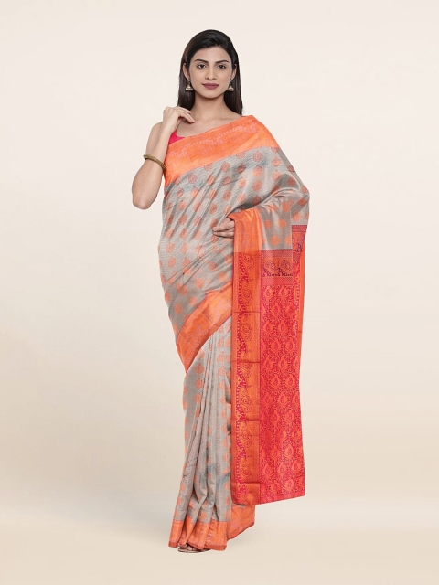 

Pothys Grey & Orange Woven Design Zari Pure Silk Saree