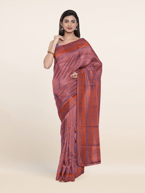 

Pothys Lavender & Gold-Toned Woven Design Zari Pure Silk Saree