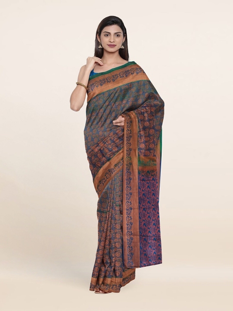 

Pothys Blue & Green Ethnic Motifs Pure Silk Saree