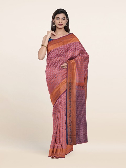 

Pothys Lavender & Gold-Toned Ethnic Motifs Zari Pure Silk Saree