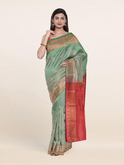 

Pothys Green & Red Ethnic Motifs Pure Silk Saree