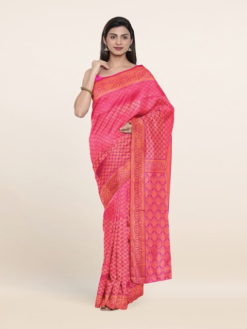 

Pothys Purple & Gold-Toned Ethnic Motifs Zari Pure Silk Saree