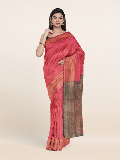 

Pothys Pink & Copper-Toned Woven Design Zari Pure Silk Saree