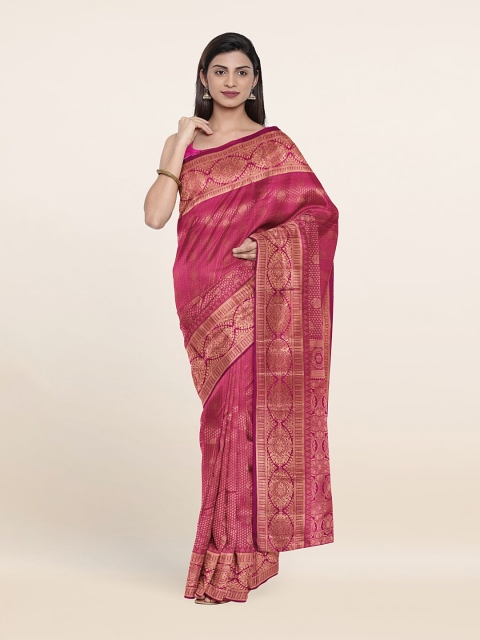 

Pothys Pink & Gold-Toned Ethnic Motifs Zari Pure Silk Saree