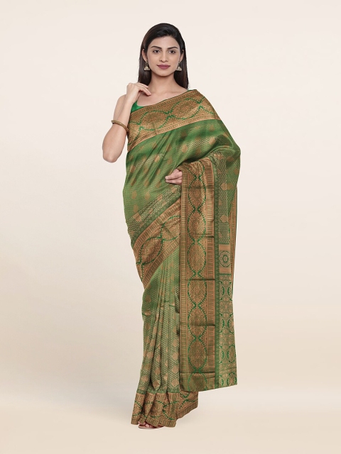 

Pothys Green & Gold-Toned Woven Design Zari Pure Silk Saree